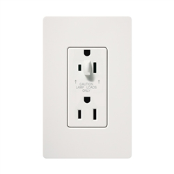 Lutron NTR-15-HDTR-WH Nova T 15A 120/125V Tamper Resistant Duplex Receptacle with Top Half Dimming in White, Matte Finish