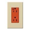 Lutron NTR-15-IG-OR-IV Nova T 15A, 125V, Isolated Ground Receptacle in Ivory, Matte Finish
