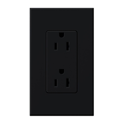 Lutron NTR-15-TR-BL Nova T Tamper Resistant Receptacles 15A 125V in Black, Matte Finish