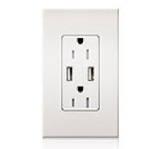 Lutron NTR-15-UBTR-BE Nova T 15A, Dual USB Receptacle, Tamper Resistant, in Beige, Matte Finish