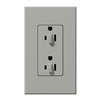 Lutron NTR-20-DDTR-GR Nova T 20A 120/125V Dual Dimming Tamper Resistant Duplex Receptacle in Gray, Matte Finish