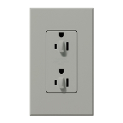 Lutron NTR-20-DDTR-GR Nova T 20A 120/125V Dual Dimming Tamper Resistant Duplex Receptacle in Gray, Matte Finish