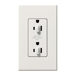 Lutron NTR-20-DDTR-WH Nova T 20A 120/125V Tamper Resistant Duplex Receptacle with Top Half Dimming in White, Matte Finish