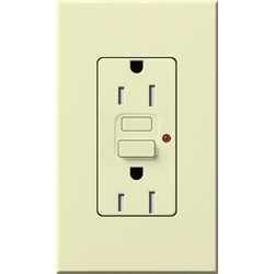 Lutron NTR-20-GFST-AL Nova T Duplex Self-Testing Tamper Resistant 20A 125V GFCI Receptacle in Almond, Matte Finish