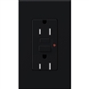 Lutron NTR-20-GFST-BL Nova T Duplex Self-Testing Tamper Resistant 20A 125V GFCI Receptacle in Black, Matte Finish