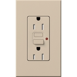 Lutron NTR-20-GFST-TP Nova T Duplex Self-Testing Tamper Resistant 20A 125V GFCI Receptacle in Taupe, Matte Finish