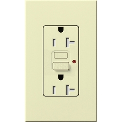 Lutron NTR-20-GFTR-AL Nova T Duplex Tamper Resistant GFCI Receptacles 20A 125V in Almond, Matte Finish (Replaced by NTR-20-GFST-AL)