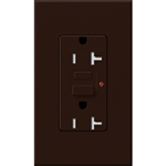 Lutron NTR-20-GFTR-BR Nova T Duplex Tamper Resistant GFCI Receptacles 20A 125V in Brown, Matte Finish (Replaced by NTR-20-GFST-BR)