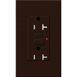 Lutron NTR-20-GFTR-BR Nova T Duplex Tamper Resistant GFCI Receptacles 20A 125V in Brown, Matte Finish (Replaced by NTR-20-GFST-BR)