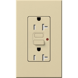 Lutron NTR-20-GFTR-IV Nova T Duplex Tamper Resistant GFCI Receptacles 20A 125V in Ivory, Matte Finish (Replaced by NTR-20-GFST-IV)