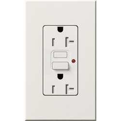 Lutron NTR-20-GFTR-WH Nova T Duplex Tamper Resistant GFCI Receptacles 20A 125V in White, Matte Finish (Replaced by NTR-20-GFST-WH)