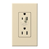 Lutron NTR-20-HDTR-BE Nova T 20A 120/125V Tamper Resistant Duplex Receptacle with Top Half Dimming in Beige, Matte Finish