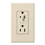 Lutron NTR-20-HDTR-LA Nova T 20A 120/125V Tamper Resistant Duplex Receptacle with Top Half Dimming in Light Almond, Matte Finish