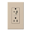 Lutron NTR-20-HDTR-TP Nova T 20A 120/125V Tamper Resistant Duplex Receptacle with Top Half Dimming in Taupe, Matte Finish