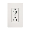 Lutron NTR-20-HDTR-WH Nova T 20A 120/125V Tamper Resistant Duplex Receptacle with Top Half Dimming in White, Matte Finish