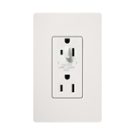 Lutron NTR-20-HDTR-WH Nova T 20A 120/125V Tamper Resistant Duplex Receptacle with Top Half Dimming in White, Matte Finish