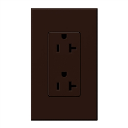 Lutron NTR-20-TR-BR Nova T Tamper Resistant Receptacles 20A 125V in Brown, Matte Finish