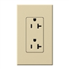 Lutron NTR-20-TR-IV Nova T Tamper Resistant Receptacles 20A 125V in Ivory, Matte Finish