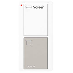 Lutron PJ2-2B-GWG-S08 Pico Wireless Control with indicator LED, 434 Mhz, 2-Button with Screen Icon Engraving in White and Gray