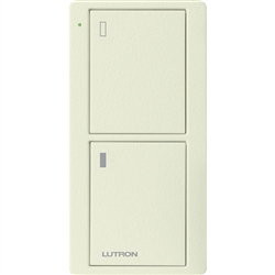 Lutron PJ2-2B-TBI-S08 Pico Wireless Control with indicator LED, 434 Mhz, 2-Button with Screen Icon Engraving in Biscuit, Satin Color