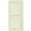 Lutron PJ2-2B-TBI-S08 Pico Wireless Control with indicator LED, 434 Mhz, 2-Button with Screen Icon Engraving in Biscuit, Satin Color