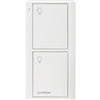 Lutron PJ2-2B-TSW-L01 Pico Wireless Control with indicator LED, 434 Mhz, 2-Button with Icon Engraving in White, Satin Color