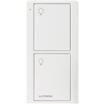 Lutron PJ2-2B-TSW-L01 Pico Wireless Control with indicator LED, 434 Mhz, 2-Button with Icon Engraving in White, Satin Color