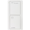 Lutron PJ2-2B-TSW-S08 Pico Wireless Control with indicator LED, 434 Mhz, 2-Button with Screen Icon Engraving in White, Satin Color