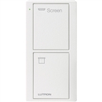 Lutron PJ2-2B-TSW-S08 Pico Wireless Control with indicator LED, 434 Mhz, 2-Button with Screen Icon Engraving in White, Satin Color