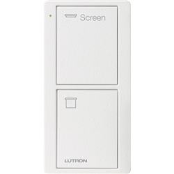 Lutron PJ2-2B-TSW-S08 Pico Wireless Control with indicator LED, 434 Mhz, 2-Button with Screen Icon Engraving in White, Satin Color