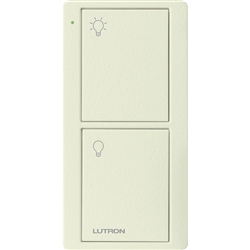 Lutron PJ2-2BRL-TBI-L01 Pico Wireless Control with indicator LED, 434 Mhz, 2-Button with Raise/Lower and Icon Engraving in Biscuit, Satin Color