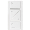 Lutron PJ2-2BRL-TSW-S01 Pico Wireless Control with indicator LED, 434 Mhz, 2-Button with Raise/Lower and Shade Icon Engraving in White, Satin Color