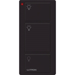 Lutron PJ2-3B-GBL-L01 Pico Wireless Control with indicator LED, 434 Mhz, 3-Button with Icon Engraving in Black