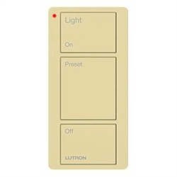 Lutron PJ2-3B-GIV-L01 Pico Wireless Control with indicator LED, 434 Mhz, 3-Button with Icon Engraving in Ivory