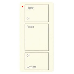 Lutron PJ2-3B-GLA-L01 Pico Wireless Control with indicator LED, 434 Mhz, 3-Button with Icon Engraving in Light Almond