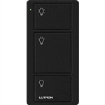 Lutron PJ2-3B-TMN-L01 Pico Wireless Control with indicator LED, 434 Mhz, 3-Button with Icon Engraving in Black, Satin Color
