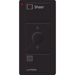 Lutron PJ2-3BRL-GBL-S04 Pico Wireless Control with indicator LED, 434 Mhz, 3-Button with Raise/Lower and Sheer Text Engraving in Black