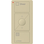 Lutron PJ2-3BRL-GIV-S04 Pico Wireless Control with indicator LED, 434 Mhz, 3-Button with Raise/Lower and Sheer Text Engraving in Ivory