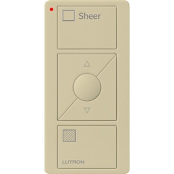 Lutron PJ2-3BRL-GIV-S04 Pico Wireless Control with indicator LED, 434 Mhz, 3-Button with Raise/Lower and Sheer Text Engraving in Ivory