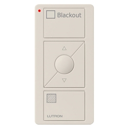 Lutron PJ2-3BRL-GLA-S03 Pico Wireless Control with indicator LED, 434 Mhz, 3-Button with Raise/Lower and Blackout Text Engraving in Light Almond