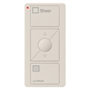 Lutron PJ2-3BRL-GLA-S04 Pico Wireless Control with indicator LED, 434 Mhz, 3-Button with Raise/Lower and Sheer Text Engraving in Light Almond