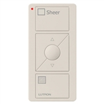 Lutron PJ2-3BRL-GLA-S04 Pico Wireless Control with indicator LED, 434 Mhz, 3-Button with Raise/Lower and Sheer Text Engraving in Light Almond