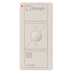 Lutron PJ2-3BRL-GLA-S06 Pico Wireless Control with indicator LED, 434 Mhz, 3-Button with Raise/Lower and Skylight Text Engraving in Light Almond