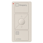 Lutron PJ2-3BRL-GLA-S07 Pico Wireless Control with indicator LED, 434 Mhz, 3-Button with Raise/Lower and Drapery Text Engraving in Light Almond