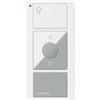 Lutron PJ2-3BRL-GWG-L01 Pico Wireless Control with indicator LED, 434 Mhz, 3-Button with Raise/Lower and Icon Engraving in White and Gray