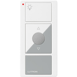 Lutron PJ2-3BRL-GWG-L01 Pico Wireless Control with indicator LED, 434 Mhz, 3-Button with Raise/Lower and Icon Engraving in White and Gray