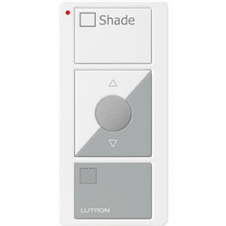 Lutron PJ2-3BRL-GWG-S02 Pico Wireless Control with indicator LED, 434 Mhz, 3-Button with Raise/Lower and Shade Text Engraving in White and Gray