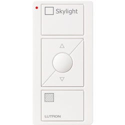 Lutron PJ2-3BRL-GWH-S06 Pico Wireless Control with indicator LED, 434 Mhz, 3-Button with Raise/Lower and Skylight Text Engraving in White