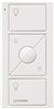 Lutron PJ2-3BRL-TSW-L01 Pico Wireless Control with indicator LED, 434 Mhz, 3-Button with Raise/Lower and Icon Engraving in White, Satin Color