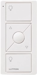 Lutron PJ2-3BRL-TSW-L01 Pico Wireless Control with indicator LED, 434 Mhz, 3-Button with Raise/Lower and Icon Engraving in White, Satin Color